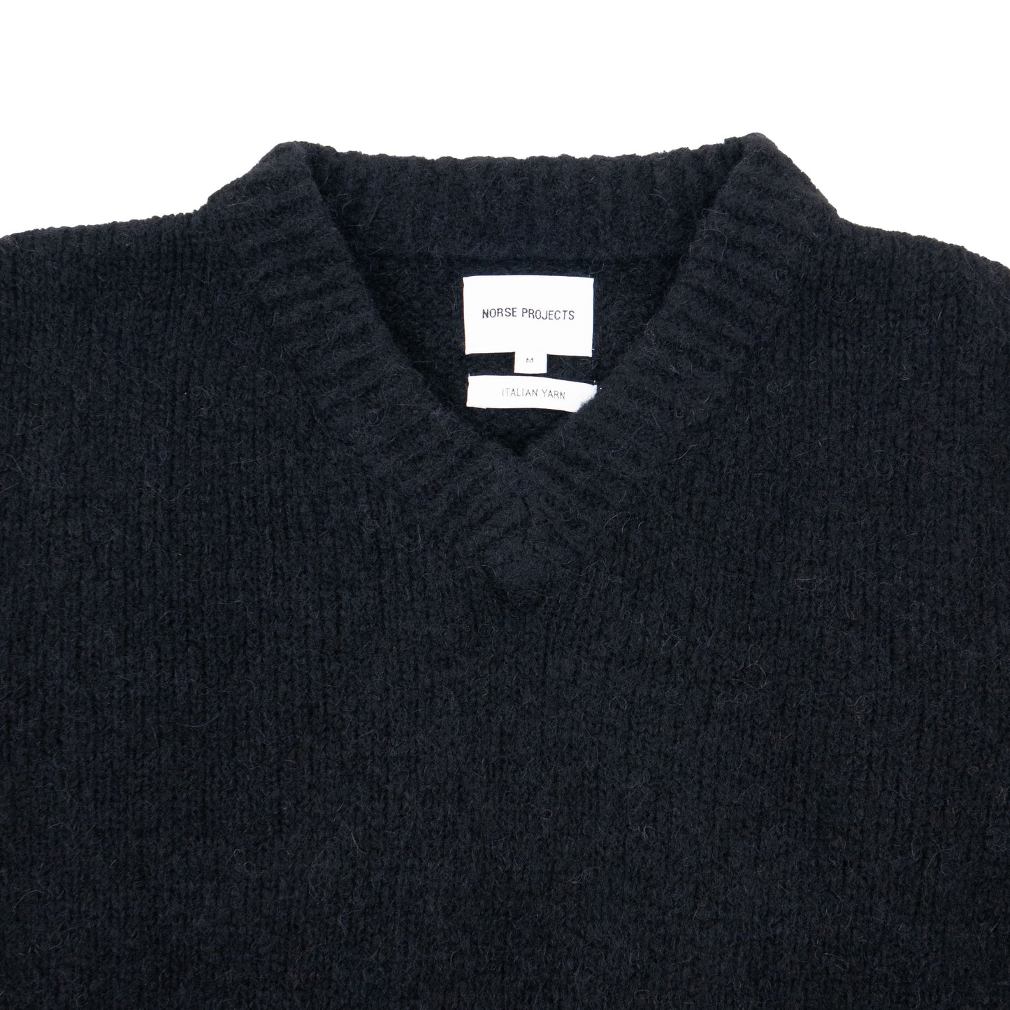 Norse Projects Rasmus Relaxed Brushed V-Neck Sweater - Black AW24