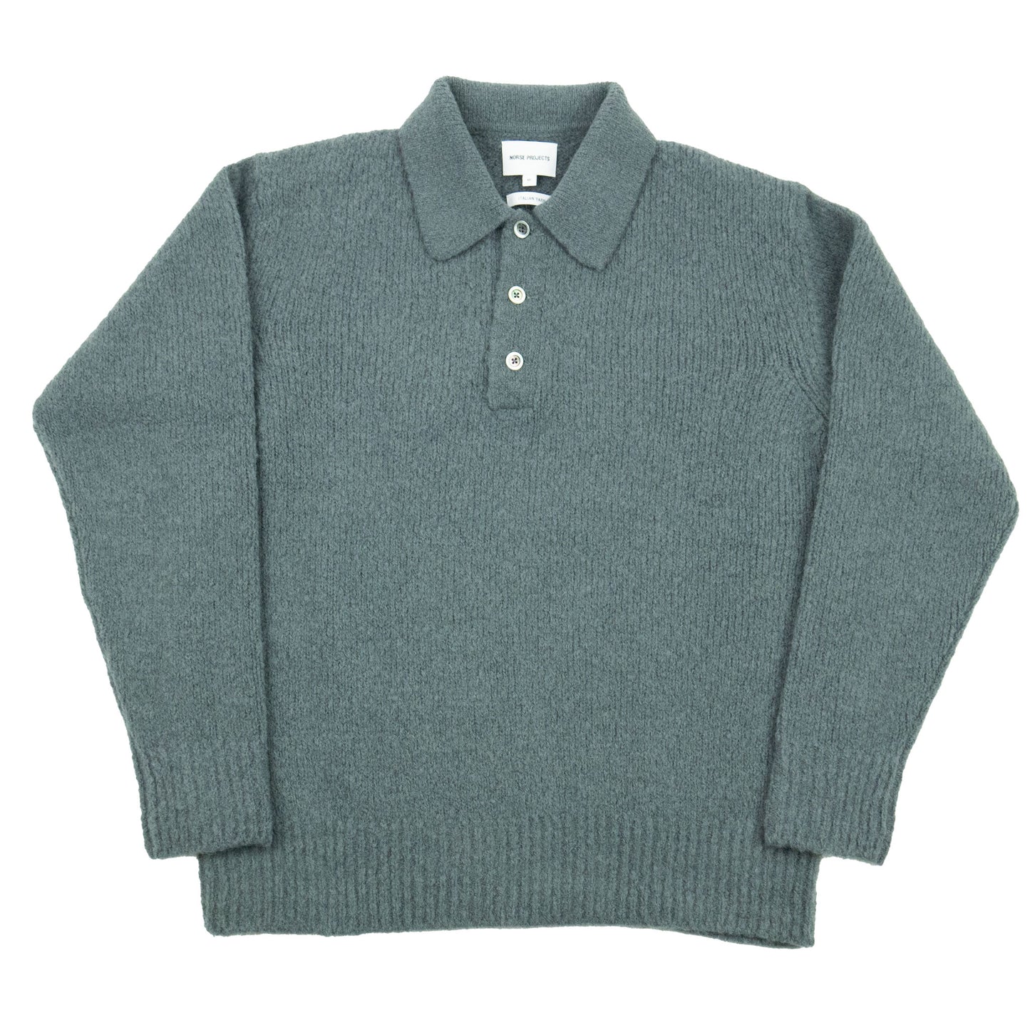 Norse Projects Rasmus Relaxed Brushed Polo - Mouse Grey AW24