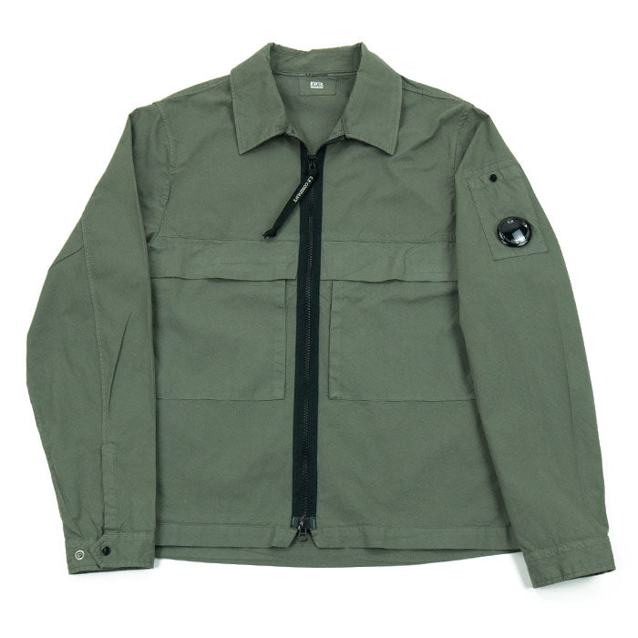 C.P. Company Organic Zip Gabardine Utility Overshirt - Grape Leaf AW24