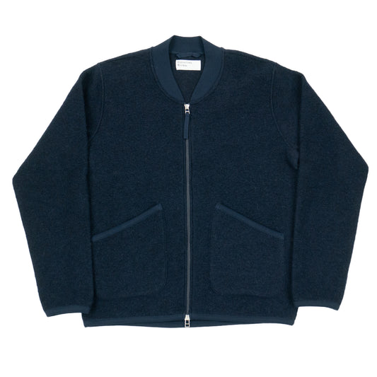 Universal Works. Wool Fleece Zip Bomber Jacket - 31407 - Navy AW24