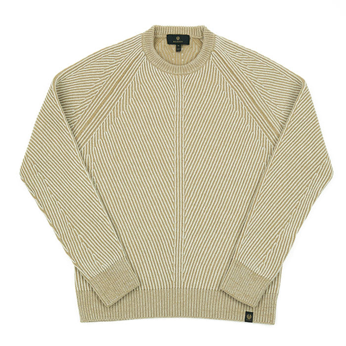 Belstaff Centenary Rib Crew Jumper - Chalk/British Khaki AW24