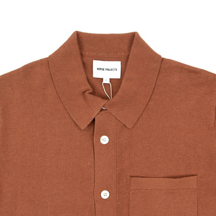 Norse Projects Rollo Cotton Linen SS Shirt - Red Clay PA24