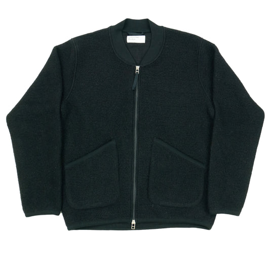 Universal Works. Wool Fleece Zip Bomber - Black AW24