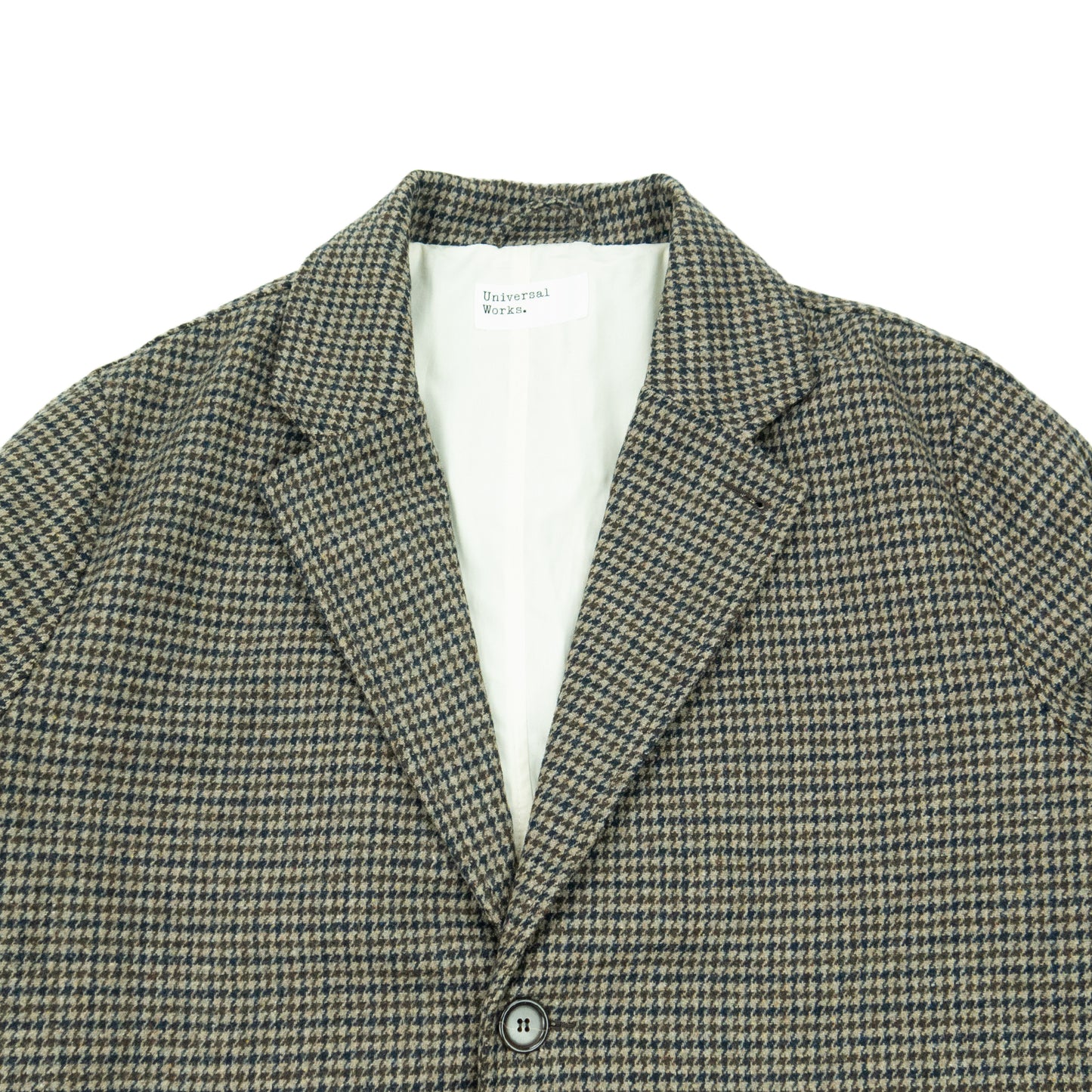 Universal Works. Carde Tweed Top Coat - Stone/Navy AW24