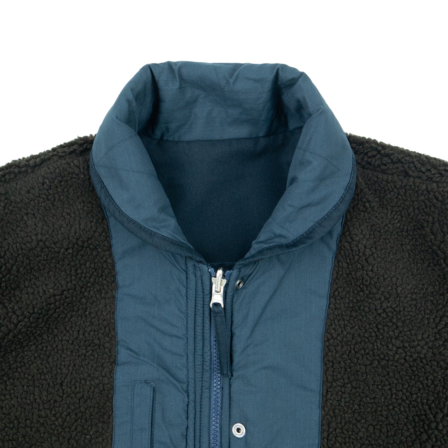 Universal Works. Brushed P.Tech/Sherpa Reversible N1 Jacket - Navy/Brown AW24