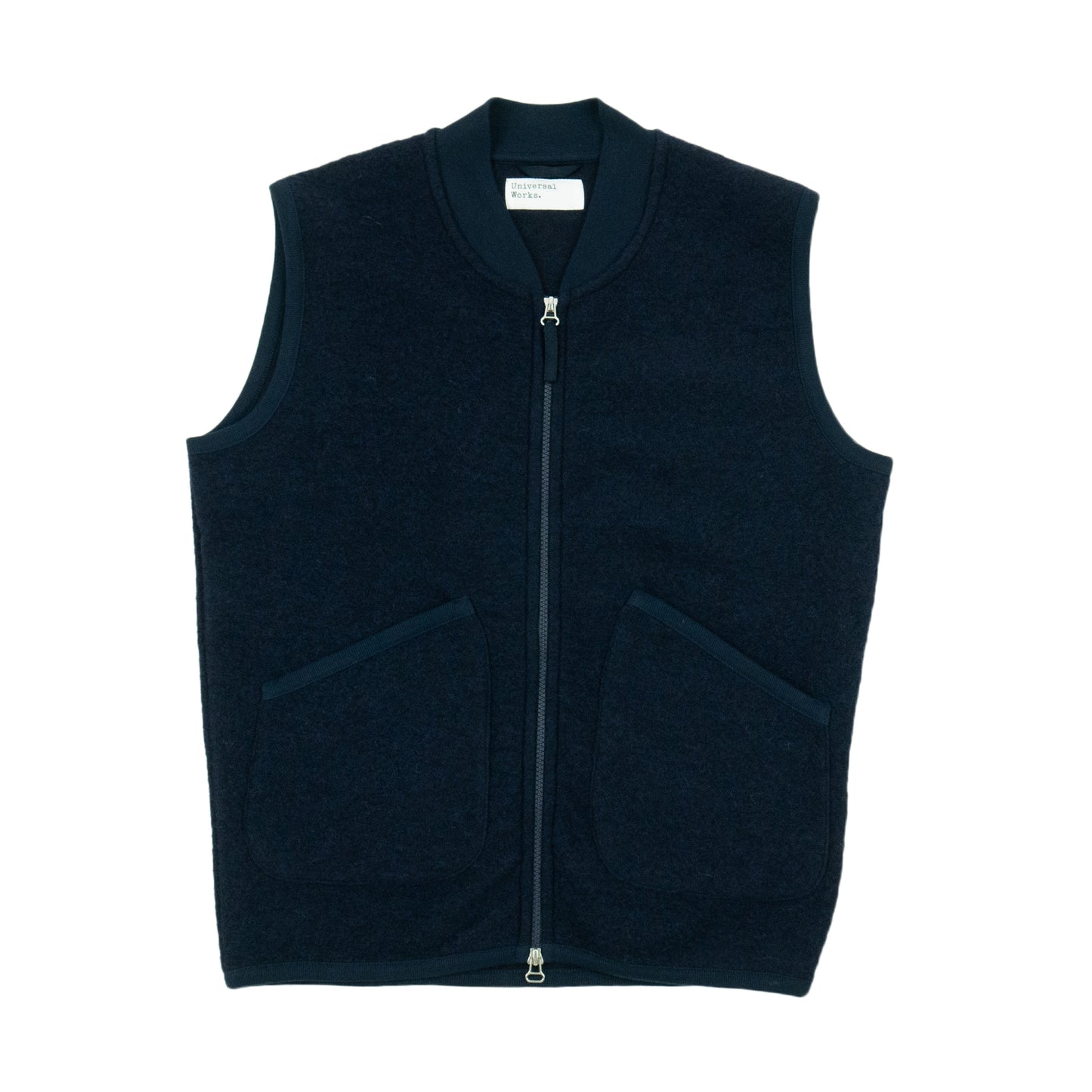 Universal Works. Wool Fleece Zip Waistcoat - Navy AW24