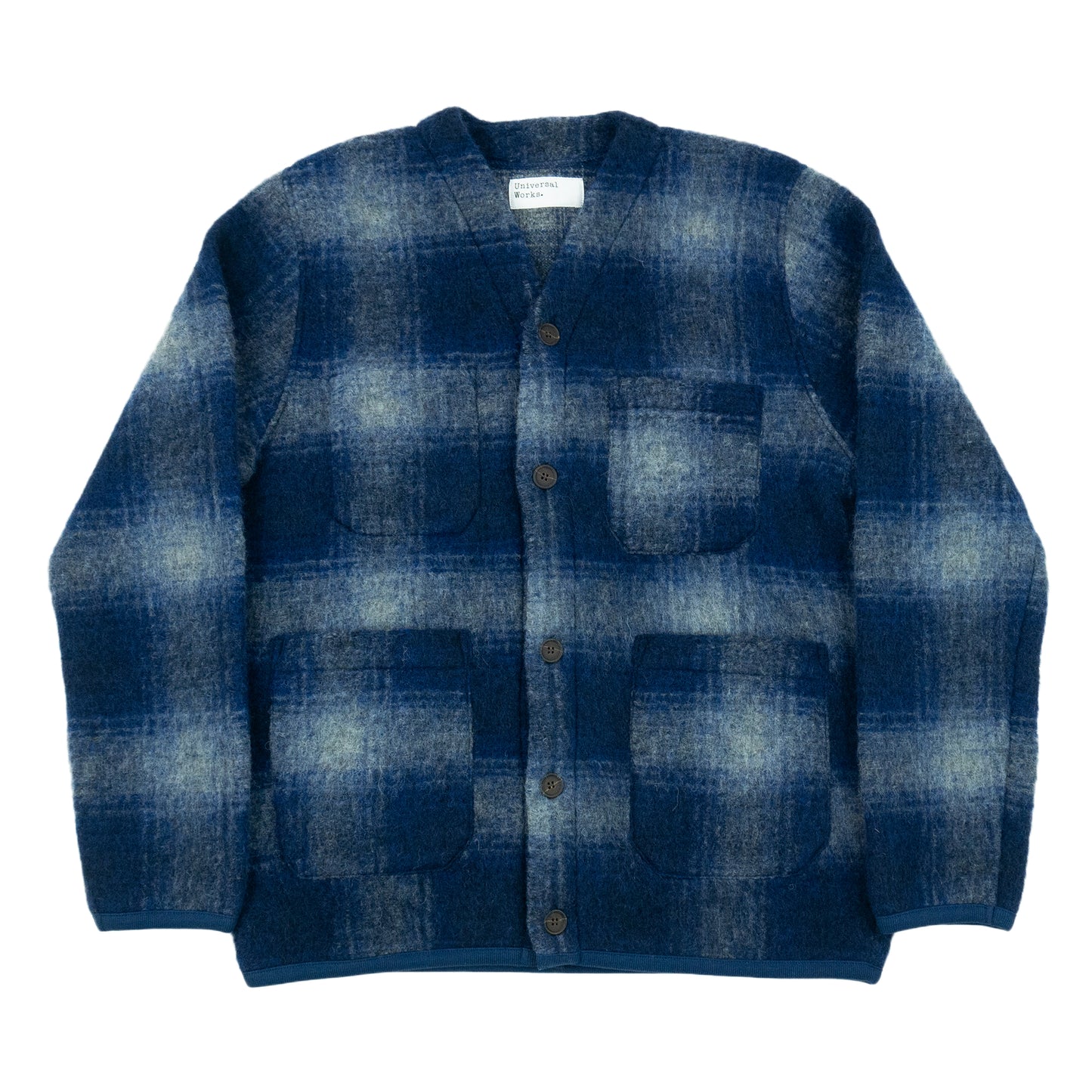 Universal Works. Fresco Fleece Cardigan - Navy/Grey AW24