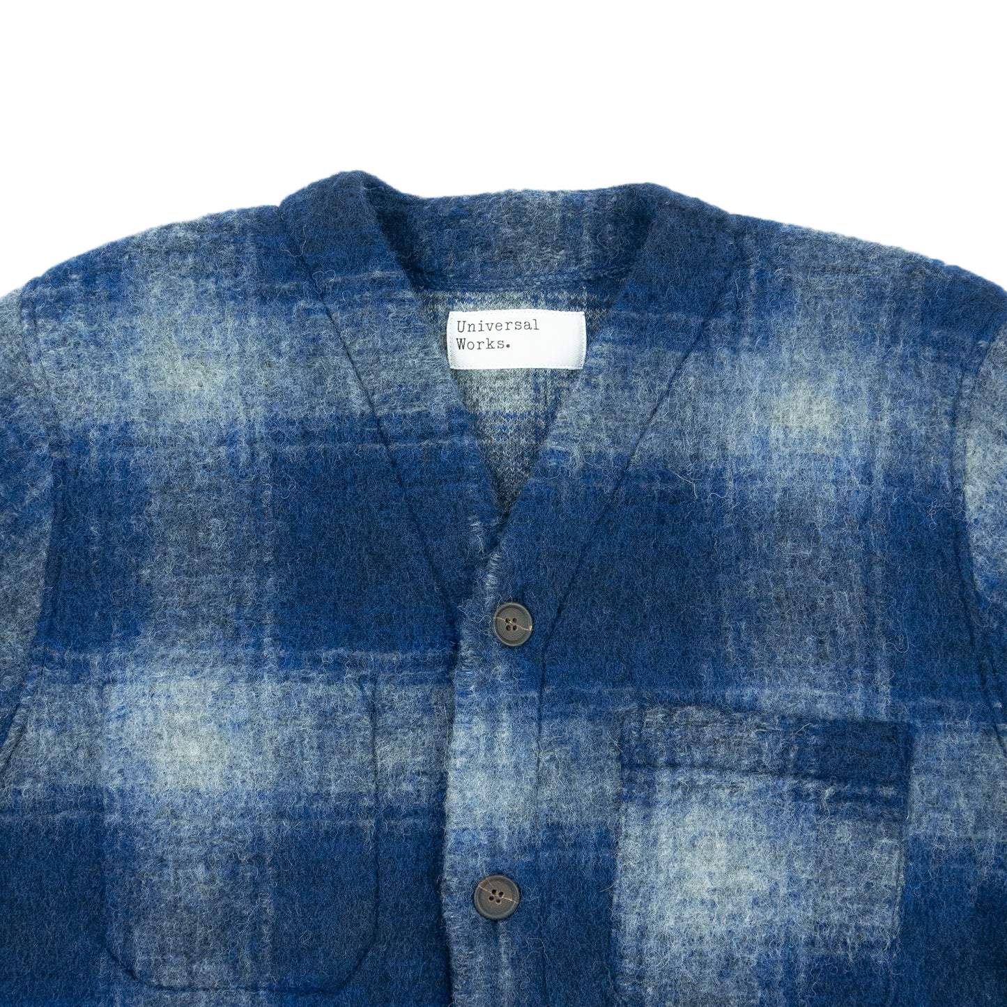 Universal Works. Fresco Fleece Cardigan - Navy/Grey AW24