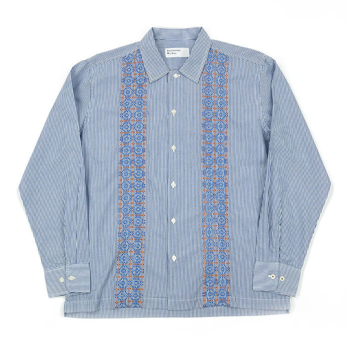 Universal Works. Embroidered Shirt - Blue S24