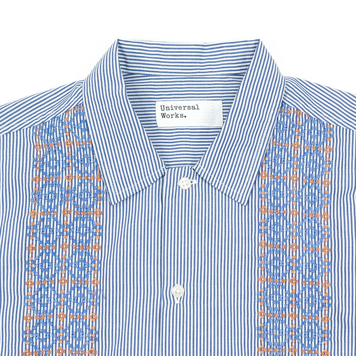 Universal Works. Embroidered Shirt - Blue S24