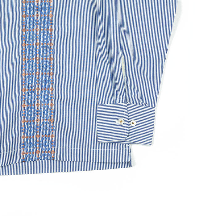 Universal Works. Embroidered Shirt - Blue S24