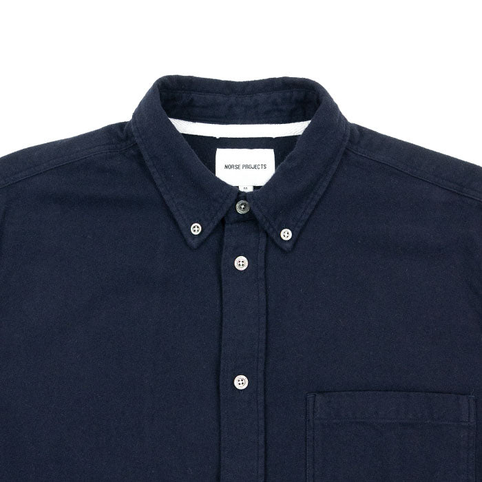 Norse Projects Anton Organic Flannel Shirt - Dark Navy