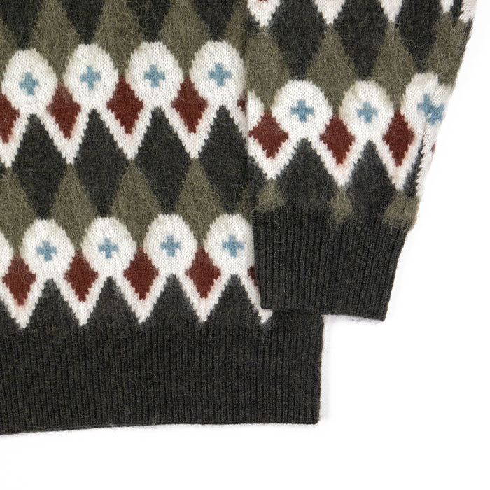 Norse Projects Rune Loose Merino Fair Isle Jacquard Sweater - Ivy Green