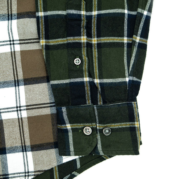 Norse Projects Algot Mixed Flannel Check Shirt - Beech Green